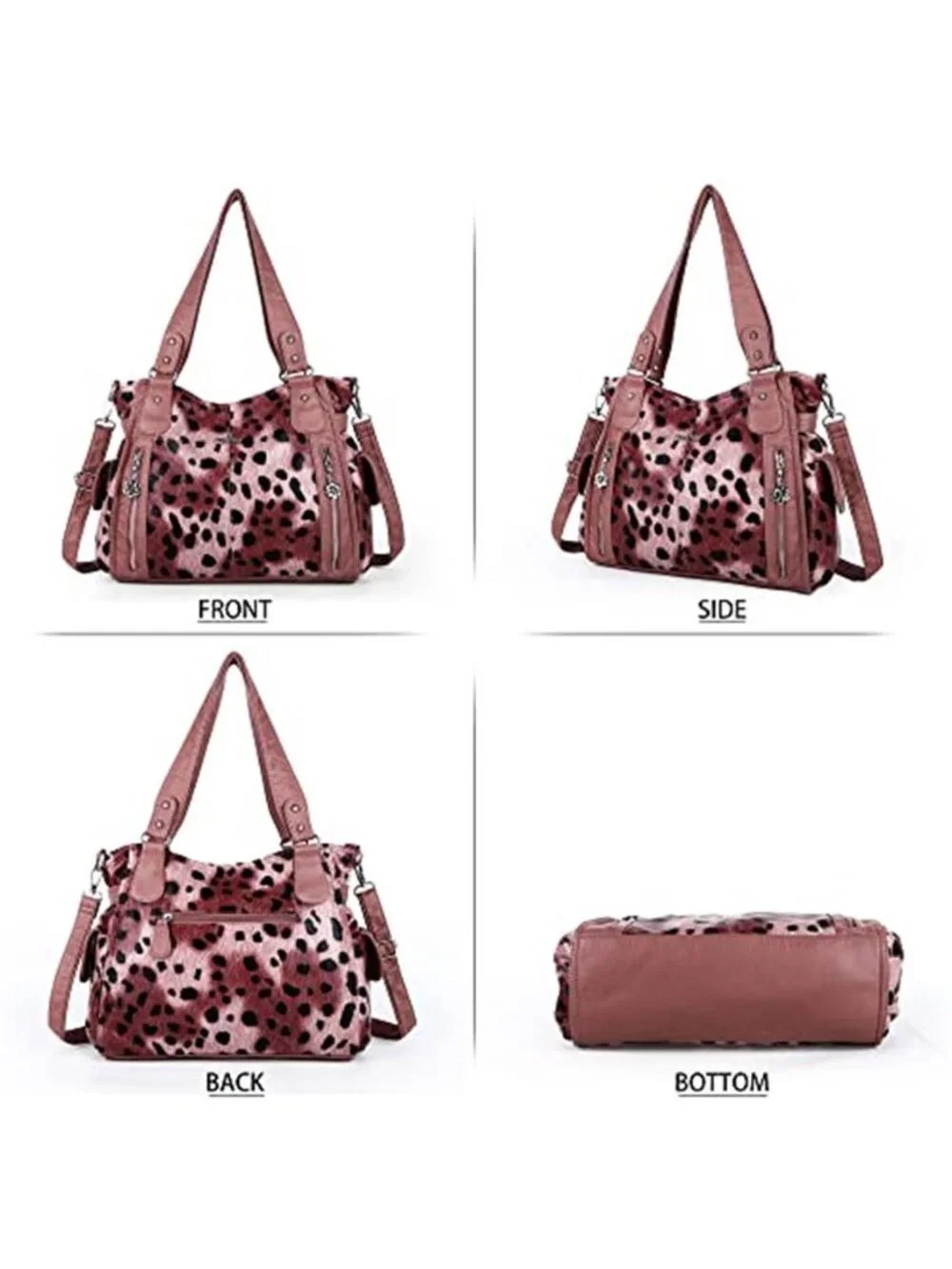 Womens Vegan Leather Crossbody Bag Shoulder Purse Multi Pocket Hobo Handbag